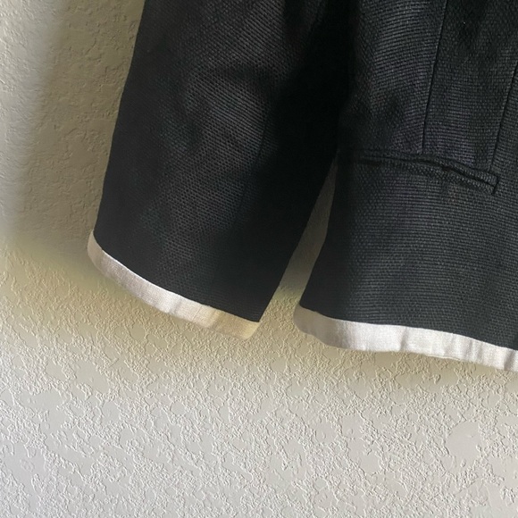 Lauren Ralph Lauren Linen Preppy Academia Black and White Trim Blazer Jacket 8P - Picture 6 of 14